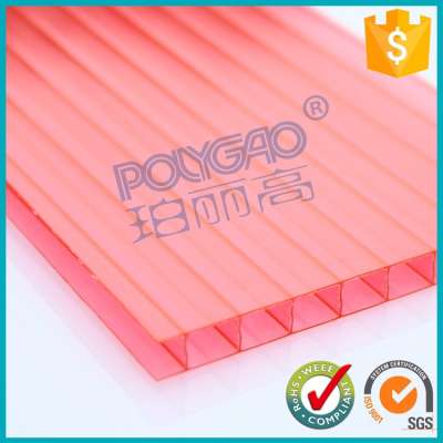 Red/yellow/brown twin wall polycarbonate sheet for greenhouse